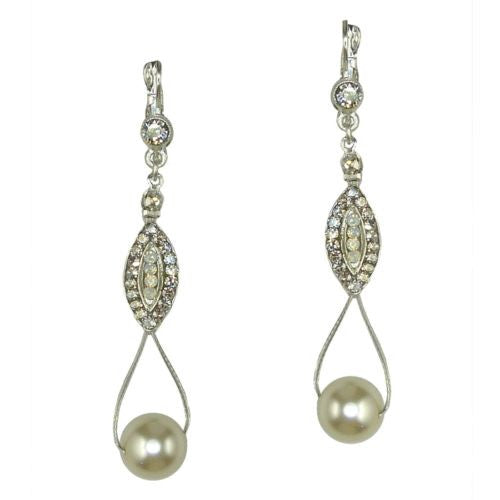 Seasonal Whispers Drop Earrings Silver White Pearls Swarovski Crystals 2993 - ILoveThatGift