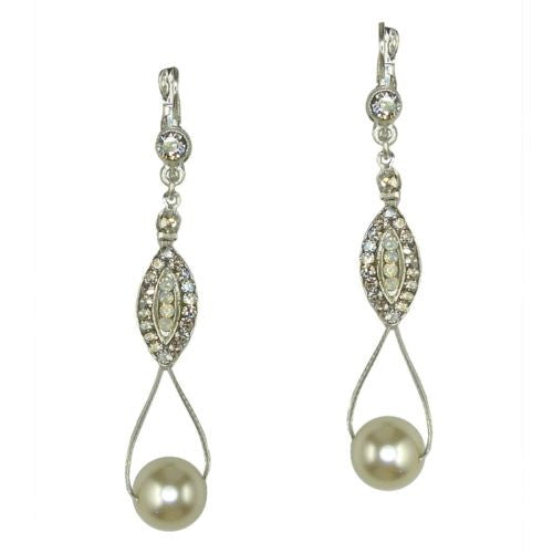 Seasonal Whispers Drop Earrings Silver White Pearls Swarovski Crystals 2993 - ILoveThatGift