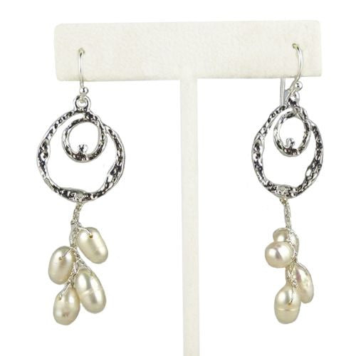 Charlie Silver White Freshwater Pearl Silver Swirl Earrings Elly Preston - ILoveThatGift