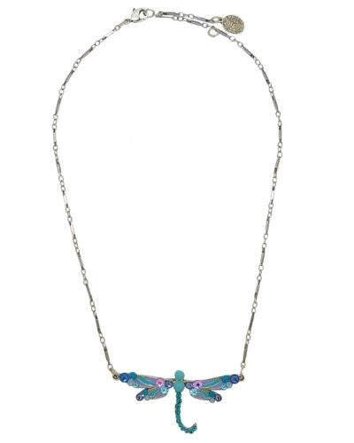 Anne Koplik Turquoise Lavender Enamel Swarovski Crystal Dragonfly Necklace NS787 - ILoveThatGift