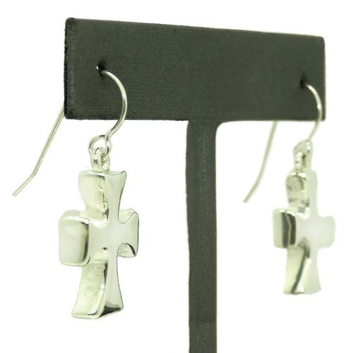 Simon Sebbag Sterling Silver Mini Flare Cross on Wire Dangle Earrings - ILoveThatGift