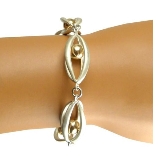 Betsy Frost Design Handmade Sterling Silver 925 Bracelet Ball & Cage Gold Ball - ILoveThatGift