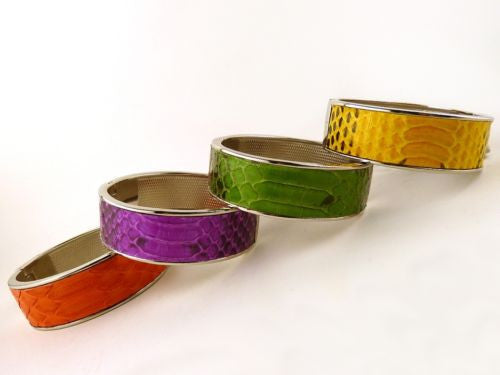 Kemestry Handmade Leather Hinged Cuff Bangle Bracelet Made in USA Bright - ILoveThatGift