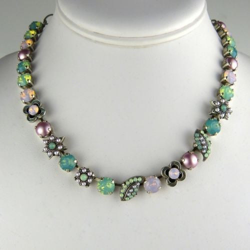 Mariana Handmade Swarovski Leaf 3076 Necklace 1342 Pacific Opal Mint Rose Water - ILoveThatGift