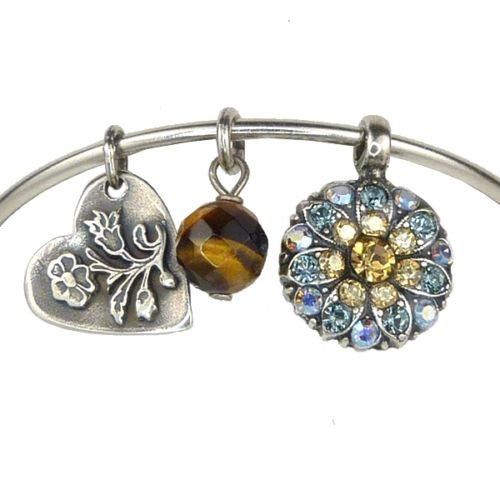 Mariana Guardian Angel Crystal Charm Bangle Bracelet 216-3 Citrine Blue - ILoveThatGift