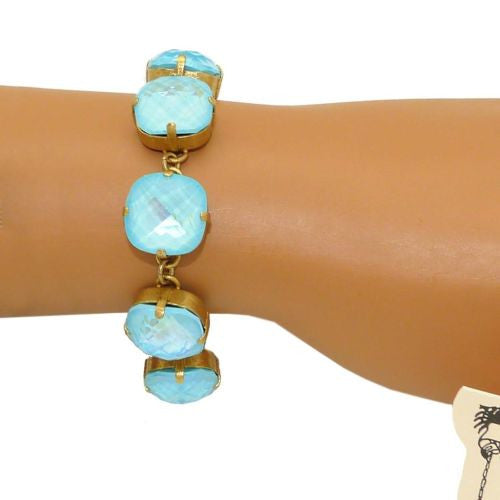 La Vie Parisienne Catherine Popesco Large Swarovski Bracelet Blue Lagoon Gold - ILoveThatGift