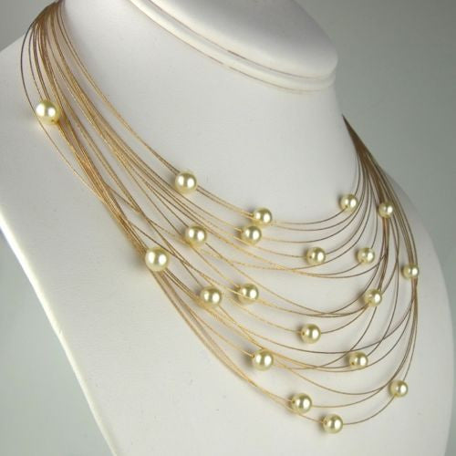 Seasonal Whispers Necklace Rose Gold White Pearls 8256 - ILoveThatGift