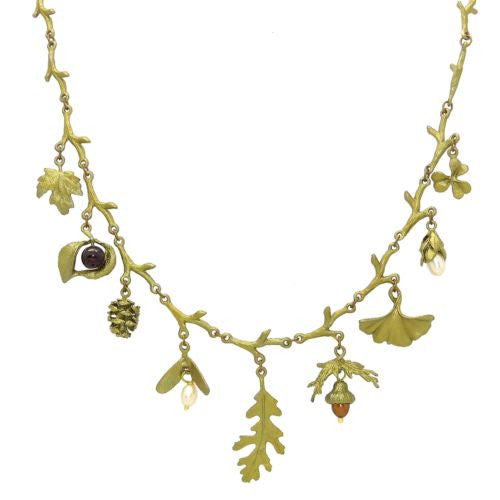 Acorn & Oak Pearl Garnet Charm 18.5" Necklace by Michael Michaud - ILoveThatGift