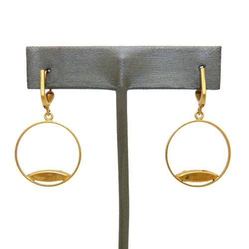La Vie Parisienne Gold Round Hoop with Marquise Clear Crystal Earrings 9406G - ILoveThatGift