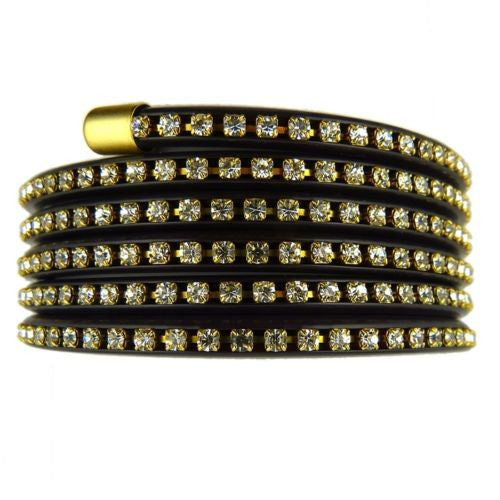 Resin Swirl Bracelet with CZ by RUSH Denis Charles Black Gray Brown - ILoveThatGift