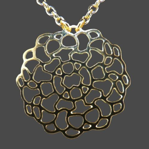 Solar Wind Woman's Gold Plated Silhouette Large Round Lace Pendant Necklace Grad - ILoveThatGift