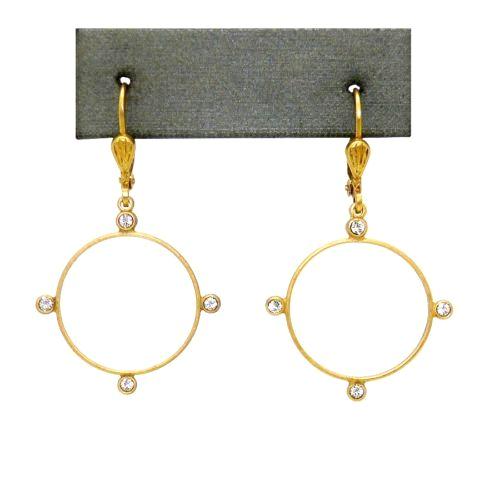 La Vie Parisienne Gold Round Hoop with 4 Rhinestones Crystal Earrings 9407G - ILoveThatGift
