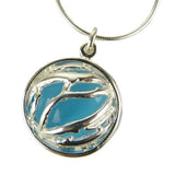 Betsy Frost Design Handmade Ster Silver 925 Large Coral Puff Pendant Blue Cat Ey - ILoveThatGift