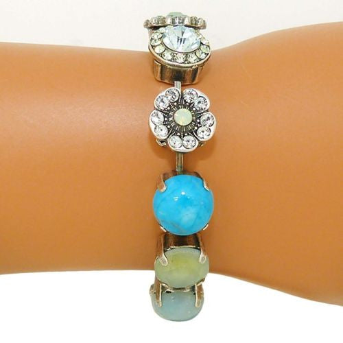 Mariana Handmade Swarovski Silver Bracelet 4084 M1065 Chrysolite Opal Indian Sapphire - ILoveThatGift