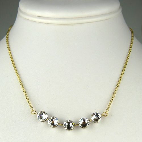 Seasonal Whispers Necklace Yellow Gold 5 Clear Crystals 8259 Swarovski - ILoveThatGift