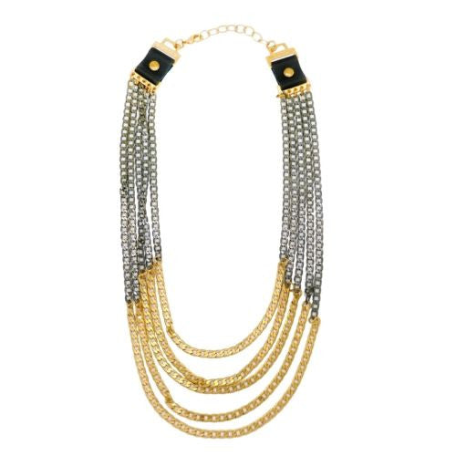 24K Gold Plated Black 5 Flat Curb Chain Necklace Hagar Satat Handmade - ILoveThatGift