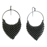Draped Triangle Beaded Mesh Earrings Chocolate Brown or Gray Hematite by Funky J - ILoveThatGift