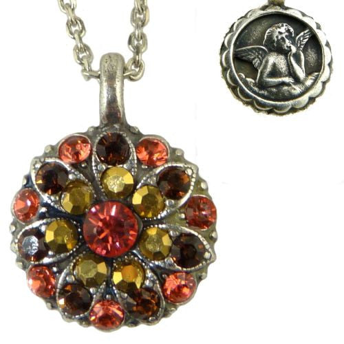 Mariana Guardian Angel Crystal Pendant Silver Necklace 3301 Pink Orange - ILoveThatGift