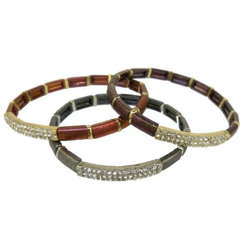 Textured Pave Stretch Bar Bracelet Shades of Gray Pink Or Brown by Funky Junque - ILoveThatGift