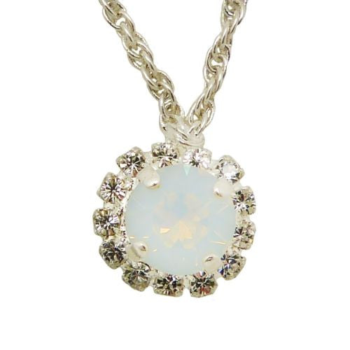 Handmade Silver Opal Swarovski Crystal Surround Gem Necklace - ILoveThatGift