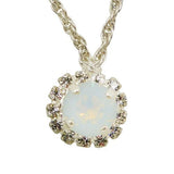 Handmade Silver Opal Swarovski Crystal Surround Gem Necklace