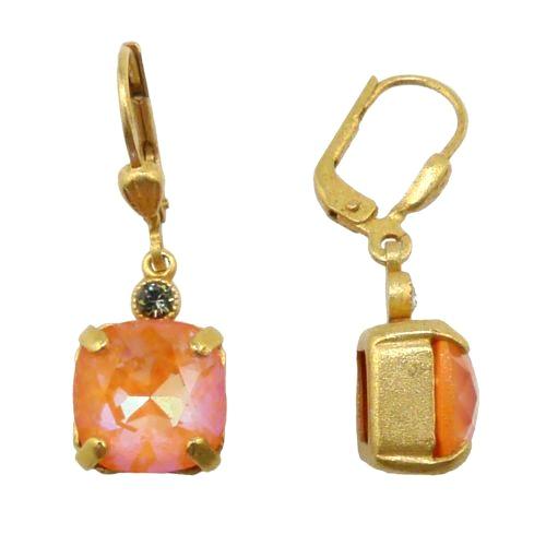 La Vie Parisienne Earrings Gold Swarovski Crystal Dangle Popesco 6581G Tangerine - ILoveThatGift
