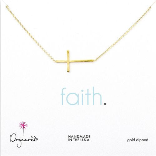 Dogeared Gold Dipped Faith Large Sideways Cross Necklace 18