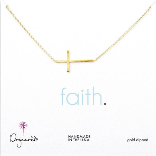 Dogeared Gold Dipped Faith Large Sideways Cross Necklace 18" - ILoveThatGift