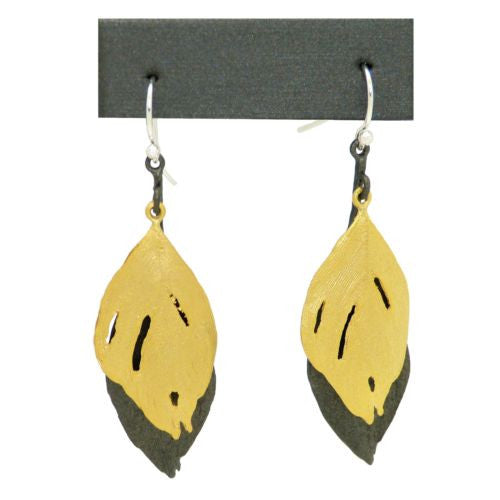 Feather Gold and Gunmetal Two Tone Wire Earrings by Michael Michaud 3134 - ILoveThatGift