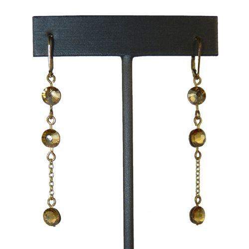 Seasonal Whispers Dangle Earrings Yellow Gold 3 Gold Crystals 2164 Swarovski - ILoveThatGift