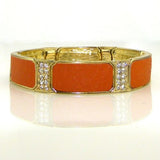 Rhinestone and Leather Stretch Bracelet Brown or Orange by Funky Junque - ILoveThatGift
