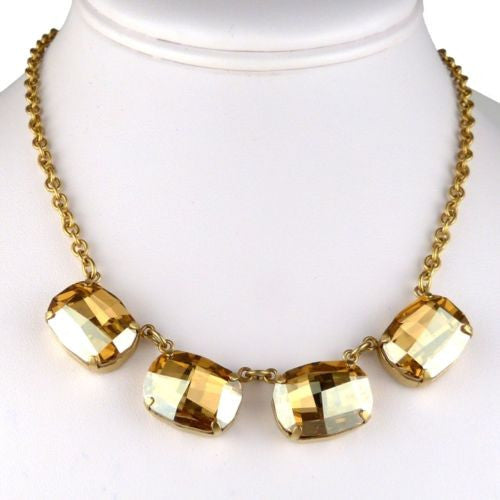 La Vie Parisienne Gold Champagne Large Swarovski Necklace 1469G Catherine Popesco - ILoveThatGift