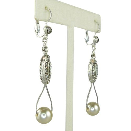 Seasonal Whispers Drop Earrings Silver White Pearls Swarovski Crystals 2993 - ILoveThatGift