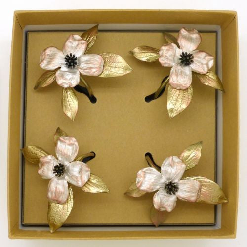 Michael Michaud Dogwood Flower Napkin Rings Set for 4 from Silver Seasons - ILoveThatGift