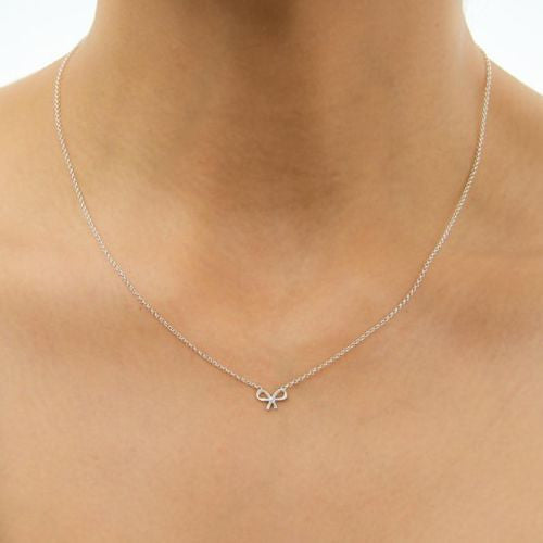 Dogeared Whispers Bow Necklace 18" Sterling Silver - ILoveThatGift