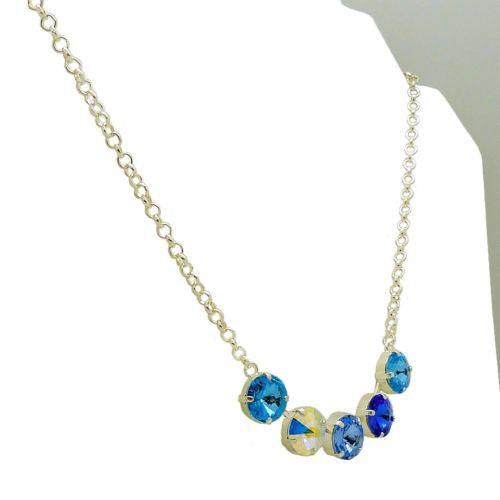 Handmade 5 Swarovski Crystal Pendant Gem Necklace Sky Blue - ILoveThatGift