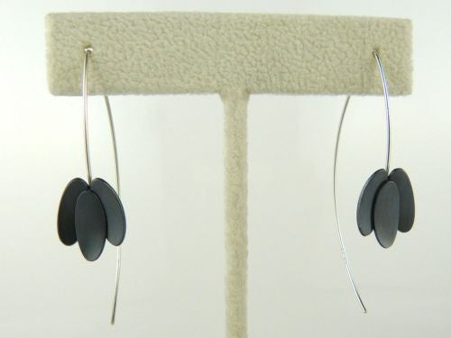 Handmade Sterling Silver Goldplated or Oxidized 3 Petal Earrings 2.25" Mysterium - ILoveThatGift