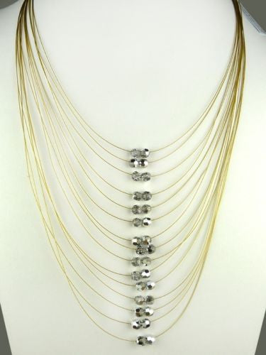 Seasonal Whispers Long Necklace Hematite Gold Swarovski Crystals 8261 - ILoveThatGift