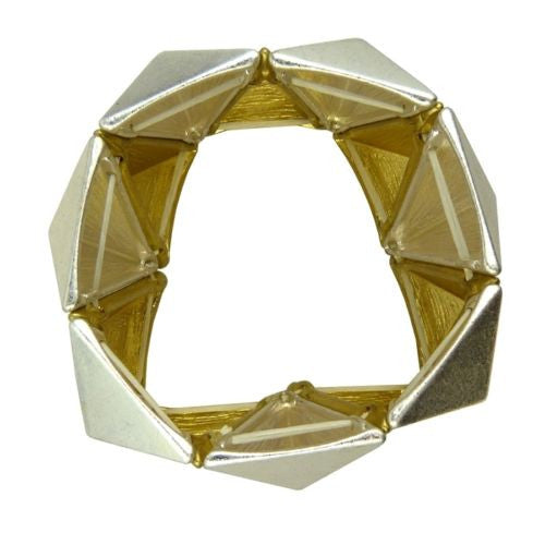 Pyramid Stretch Bracelet Gold Silver by Funky Junque - ILoveThatGift
