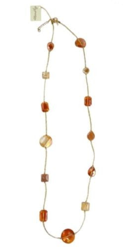 Long Chunky Crystal Necklace Braided Gold Silk Thread  Margot Elly Preston Apric - ILoveThatGift