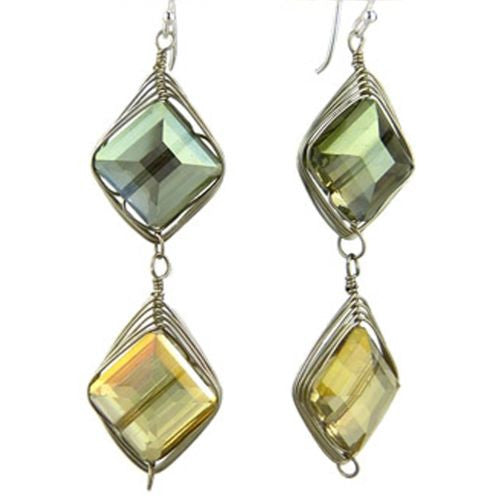 Chunky Crystal Earrings on Silver Wire - Sage Citrine Margot by Elly Preston - ILoveThatGift