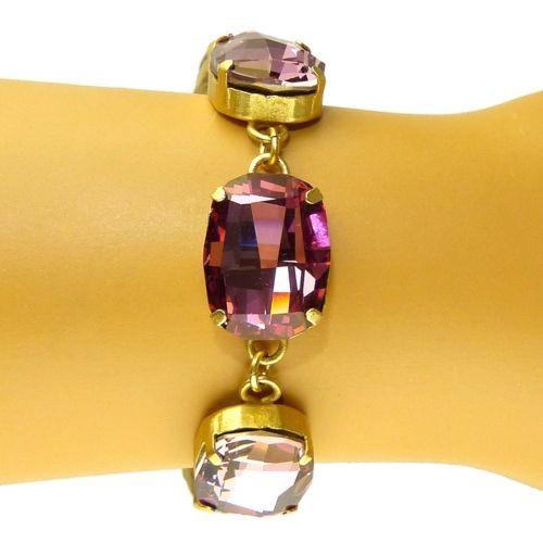 La Vie Parisienne Gold Plate Round Rectangle Crystal Bracelet 1674G Vintage Rose - ILoveThatGift