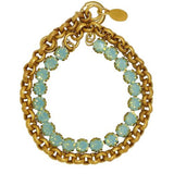 La Vie Parisienne Pacific Opal Swarovski Crystal Gold Chain Bracelet 1668G - ILoveThatGift