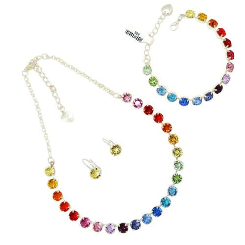 Handmade Swarovski Crystal Necklace Bracelet Earring Set Rainbow - ILoveThatGift