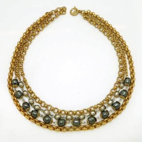 La Vie Parisienne Gold Pearl 4 Chain Necklace 844G Popesco - ILoveThatGift