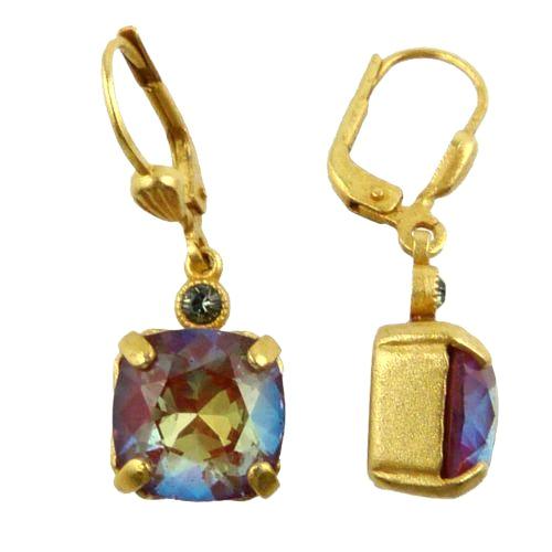 La Vie Parisienne Earrings Gold Swarovski Crystal Dangle Popesco 6581G Blue Ruby - ILoveThatGift
