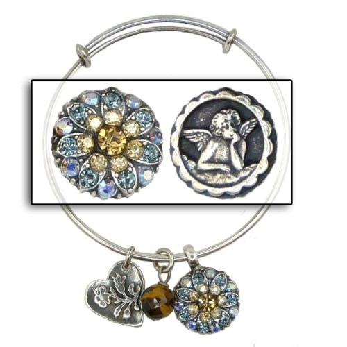 Mariana Guardian Angel Crystal Charm Bangle Bracelet 216-3 Citrine Blue - ILoveThatGift