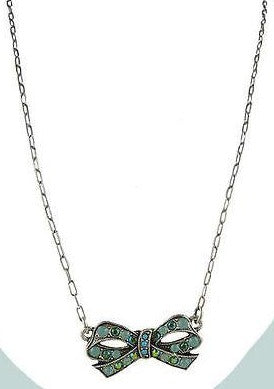 La Contessa Mary DeMarco Fiori di Bosco Bow Necklace Turquoise Swarovski - ILoveThatGift