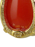 Kenneth Jay Lane Dark Coral Cabochon 18K Gold Plate Drop Pierced 3922EGDCP Earri - ILoveThatGift
