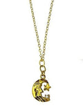 Gold Plated Crescent Man in the Moon Necklace with Rhinestone by Athena Designs - ILoveThatGift